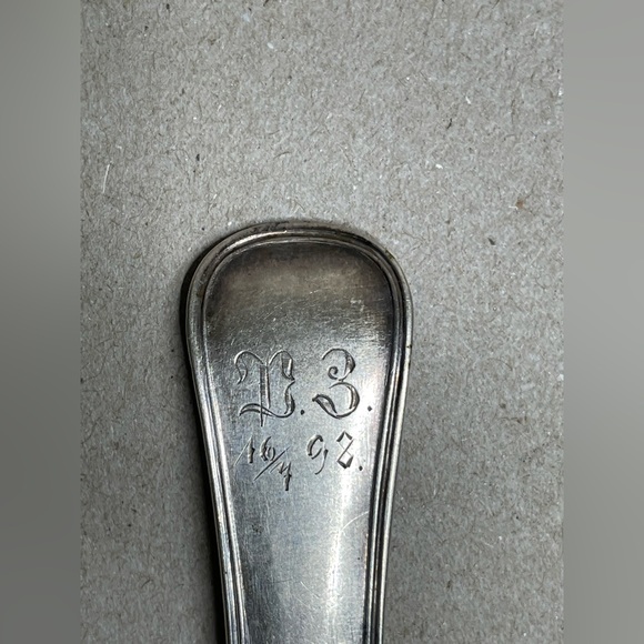 1883 Denmark Silver Serving Spoon Carl S Moinichen Monogram 4/16/1892 - Picture 4 of 10